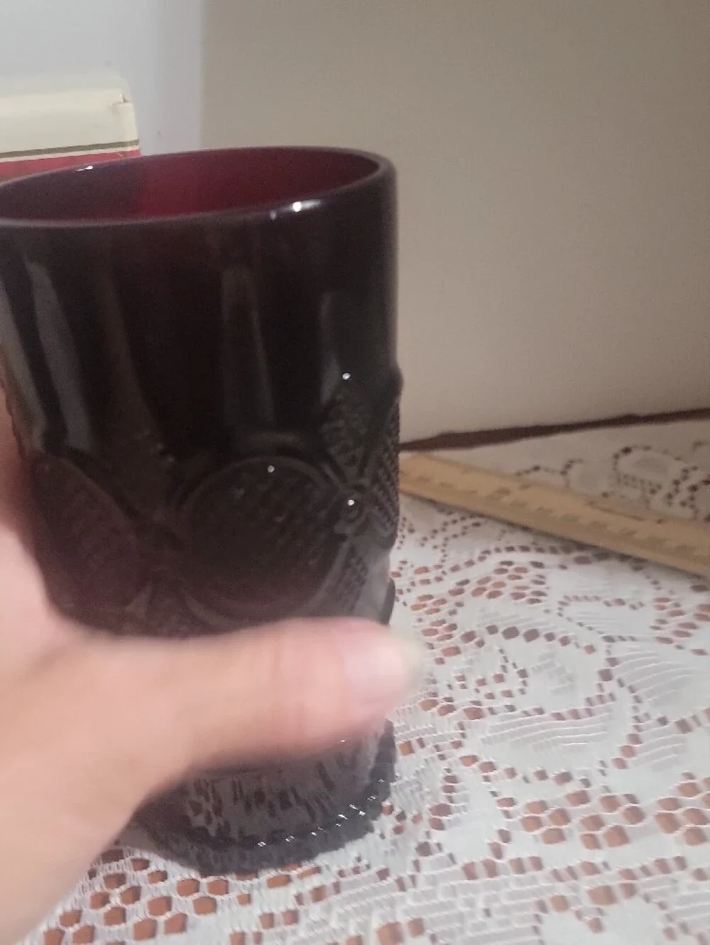 Avon 1876 Cape Cod Collection Tall Beverage Glasses - Ruby